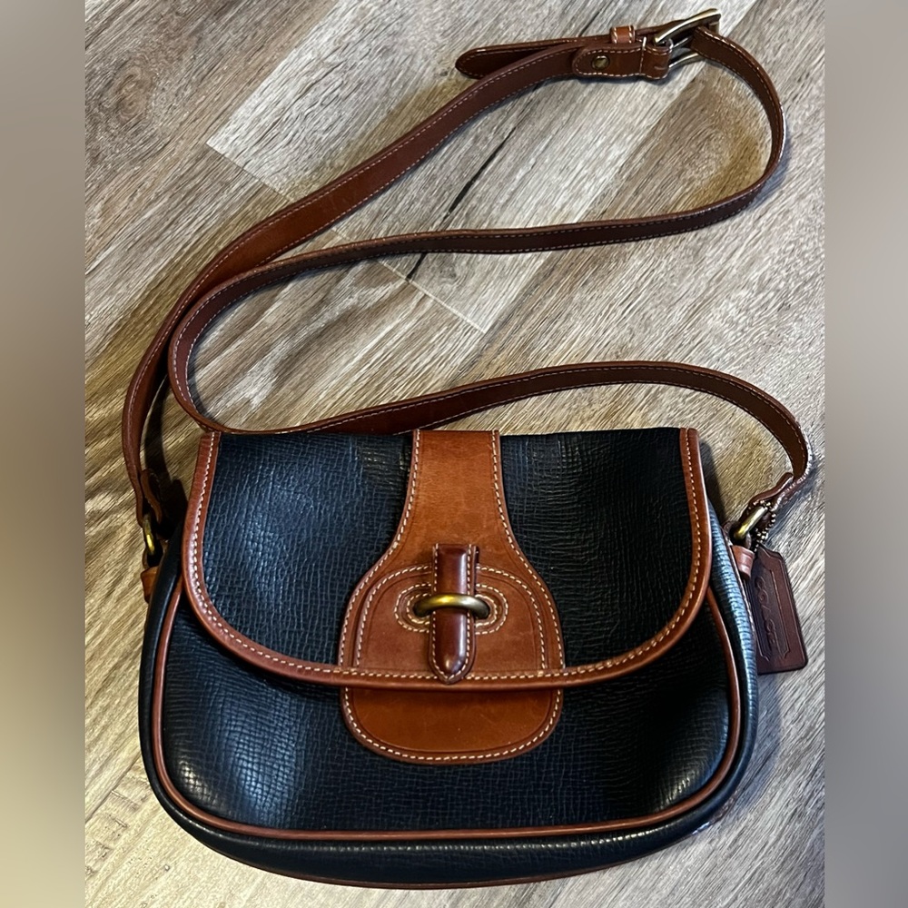 1992 Vintage Coach Rider Brown & Black Crossbody bag. Made in Italy. Authentic.